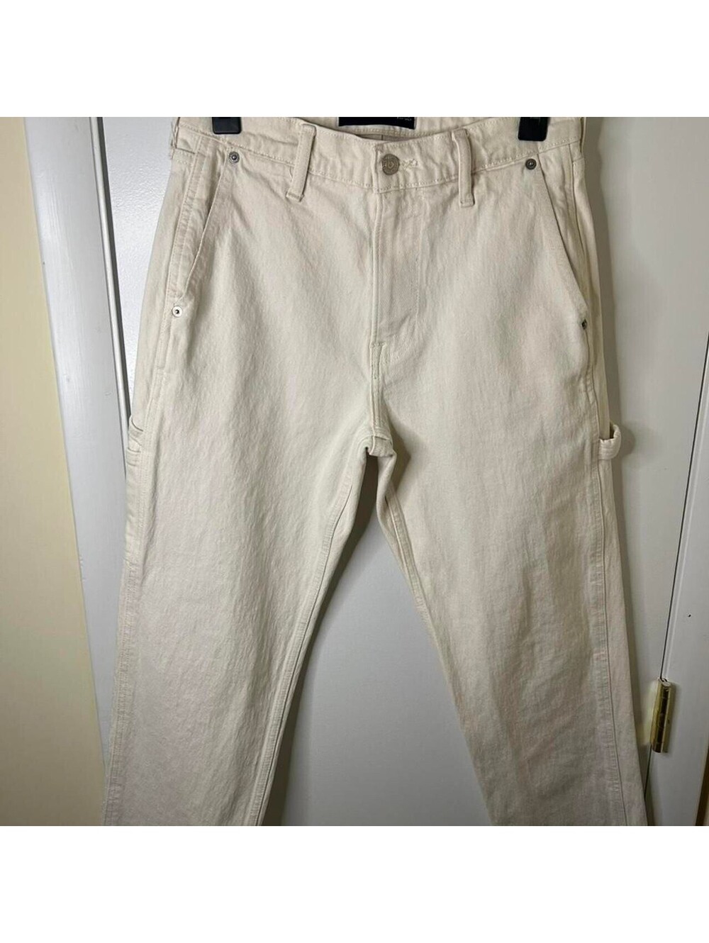 Abercrombie & Fitch 90s Loose Fit Cream Carpenter Pants 28W 30L
